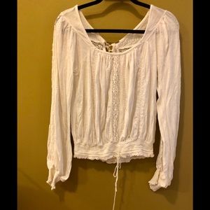 free people long sleeve beige top